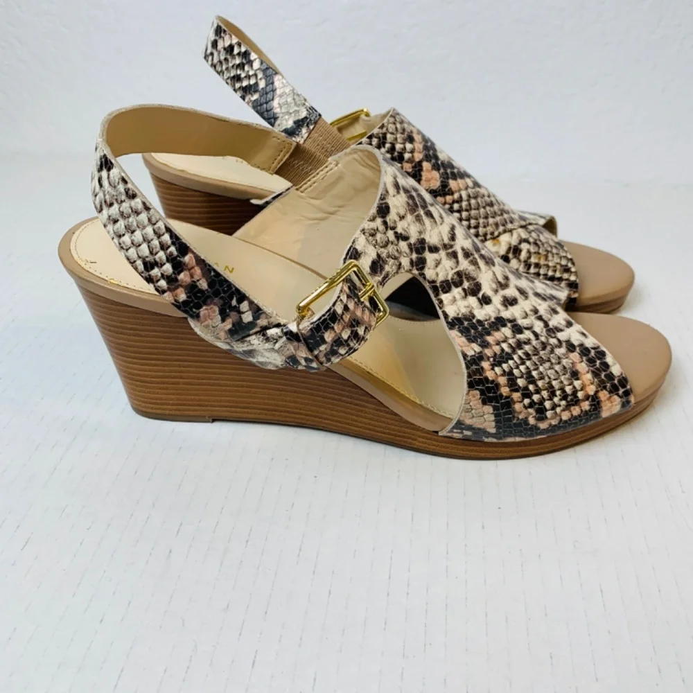 Cole Haan Philomena Grand Wedge Sandals 10.5B Snakeskin Print Leather 3